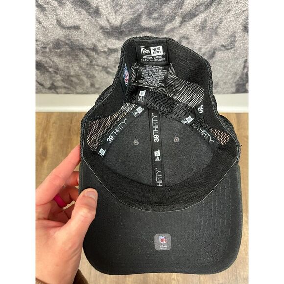 New Era 39Thirty Las Vegas Raiders Fitted Hat M/L Black Gray Embroidered NWT - Picture 7 of 8